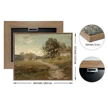 Pinetree Art Framed Canvas Wall Art Room Decor, Vintage Outskirts Country Road Paintings Prints, Rus...