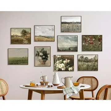 Pinetree Art Framed Canvas Wall Art Room Decor, Vintage Outskirts Country Road Paintings Prints, Rustic Farmhouse Apartment Decor for Bedroom Bathroom Wall Decor 8"x10"