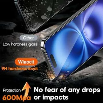 Wiaocit 3 Pack Tempered Glass Screen Protector for iPhone 16 with 3 Pack Camera Lens Protector, 9H Hardness, Bubble Free, Case Friendly