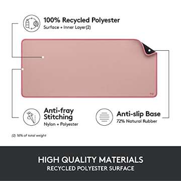 Logitech Desk Mat - Studio Series, Multifunctional Large Desk Pad, Extended Mouse Mat, Office Desk Protector with Anti-slip Base, Spill-resistant Durable Design, in Darker Rose