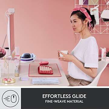 Logitech Desk Mat - Studio Series, Multifunctional Large Desk Pad, Extended Mouse Mat, Office Desk Protector with Anti-slip Base, Spill-resistant Durable Design, in Darker Rose