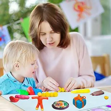 Silicone Painting Mat, Silicone Craft Mat with Cup 20"X17" Silicone Art Mat with 16 Color Dividers, Beautiful Gift Box, Artist for Kids Painting DIY Creations (Blue)