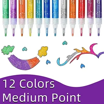 YISAN Glitter Markers Set of 12 Vivid Colors for Crafts