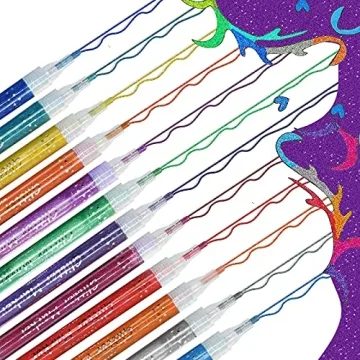 YISAN Glitter Markers Set of 12 Vivid Colors for Crafts