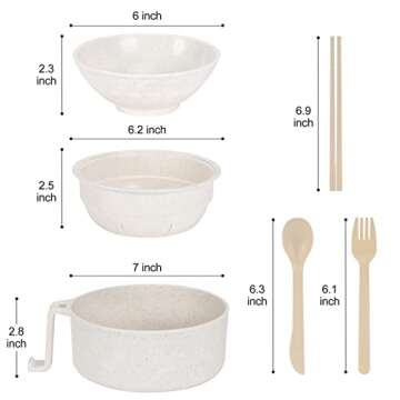 RORBAM Microwave Ramen Cooker,Ramen Bowl Set,Noodle Bowl With Chopsticks and Spoon,College Dorm Room...