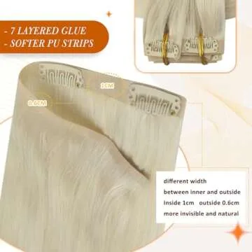 Full Shine Blonde Hair Extensions Clip in Platinum Blonde Clip in Extensions Real Human Hair Invisible Straight Natural Blonde Seamless Hair Extensions Real Human Hair Pu Weft 18 Inch 120 Grams 8 pcs