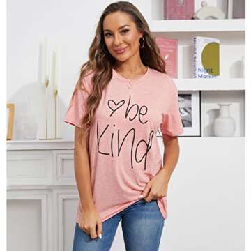 Hellopopgo Women's Graphic T Shirts Casual Tops Tshirts Short Sleeve Shirts Blouse Tunic L MMK014