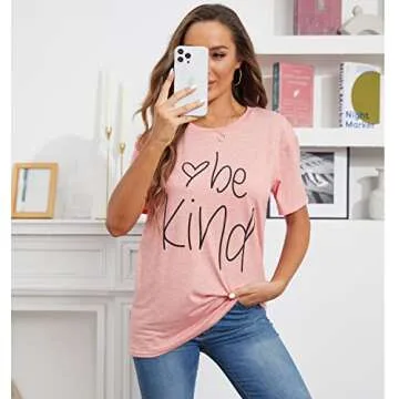 Hellopopgo Women's Graphic T Shirts Casual Tops Tshirts Short Sleeve Shirts Blouse Tunic L MMK014