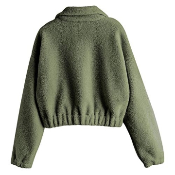 ZAFUL Women’s Cozy Long Sleeve Lapel Crop Pullover