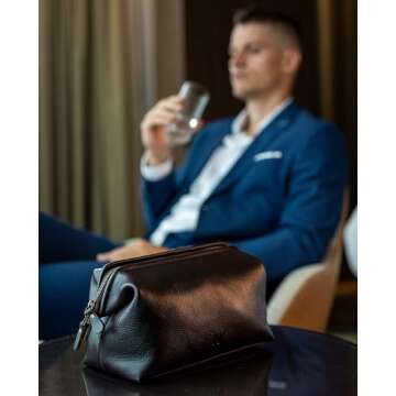 NV Holders Premium Leather Toiletry Bag for Men - Perfect Travel Organizer