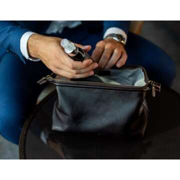 NV Holders Premium Leather Toiletry Bag for Men - Perfect Travel Organizer