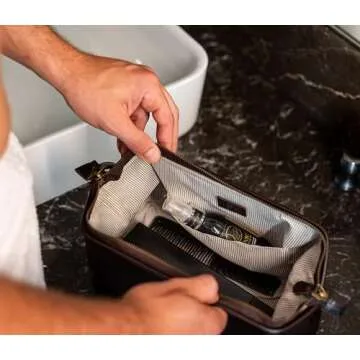 NV Holders Premium Leather Toiletry Bag for Men - Perfect Travel Organizer