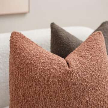 DEZENE Textured Boucle Euro Pillow Covers for Cozy Decor