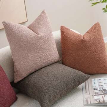DEZENE Textured Boucle Euro Pillow Covers for Cozy Decor