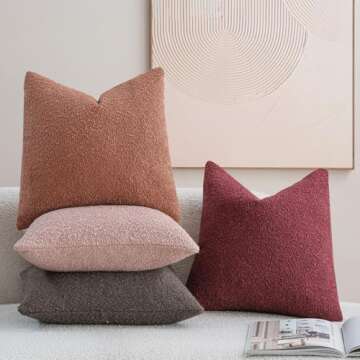DEZENE Textured Boucle Euro Pillow Covers for Cozy Decor