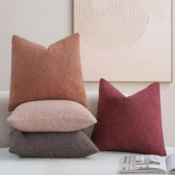 DEZENE Textured Boucle Euro Pillow Covers for Cozy Decor