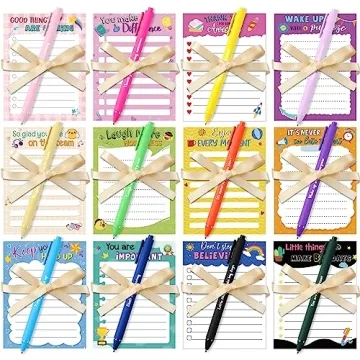 Yeaqee 12 Set Employee Appreciation Gifts - Motivational Notepads, Pens & Ribbons