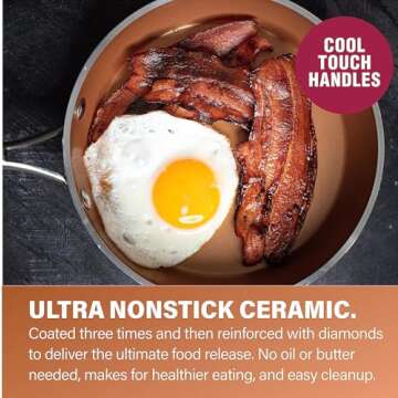 Gotham Steel Hammered Copper 10 Pc Pots and Pans Set Non Stick Cookware Set, Non Toxic Ceramic Cookware Set, Kitchen Cookware Sets with Induction Cookware, Pot and Pan Set, Oven/Dishwasher Safe