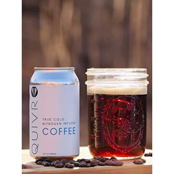 Quivr Nitro Cold Brew Coffee - Dark Roast - 12 Ounce Can, 12 pack, Keto, Paleo, Vegan
