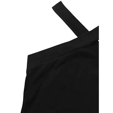 SheIn Women's 2 Packs Crisscross Sleeveless Crop Halter Top Rib Knit Solid Tanks Black and White Small