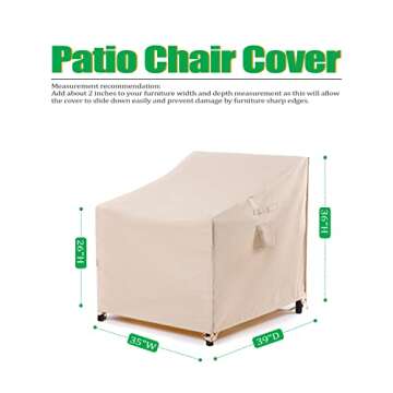 F&J Outdoors Waterproof UV Resistant Patio Deep Seat Lounge Chair Dining Chair Cover, 35" W x 39" D x 36" H