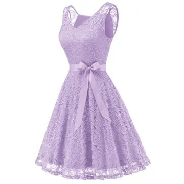 Elegant Floral Lace Bridesmaid Party Dress for Women