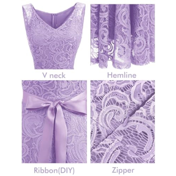 Elegant Floral Lace Bridesmaid Party Dress for Women
