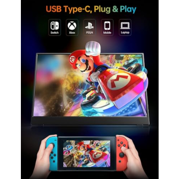 VILVA Portable-Monitor-for-Laptop - 15.6'' 1080P FHD IPS Display USB-C HDMI Portable Monitor for Laptop with Cover and Speakers External Monitor for Laptop/PC/Mac/Phone/Xbox Switch/PS4/