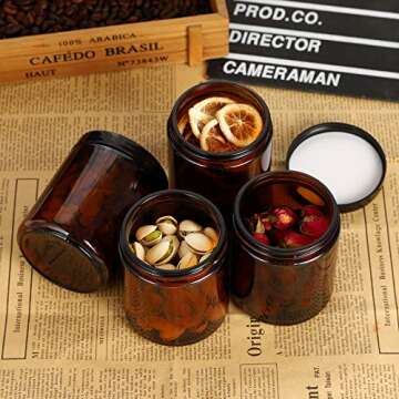 12 Pack Amber Glass Jars – Versatile & Eco-Friendly Containers