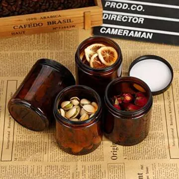 12 Pack Amber Glass Jars – Versatile & Eco-Friendly Containers