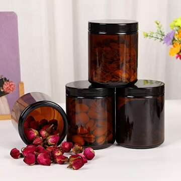 12 Pack Amber Glass Jars – Versatile & Eco-Friendly Containers
