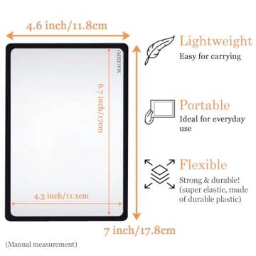 MAGDEPO Page Magnifying Sheet 3X Lightweight Flat Optical Plastic Fresnel Lens with Handy Card Size ...