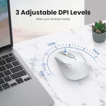 USB C Wireless Computer Mouse, Dual Mode 2.4G Cordless Mice with Nano USB and Type C Receiver,3 Adjustable DPI Computer Mouse for Laptop, Desktop, MacBook, PC - White