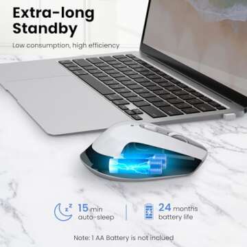 USB C Wireless Computer Mouse, Dual Mode 2.4G Cordless Mice with Nano USB and Type C Receiver,3 Adjustable DPI Computer Mouse for Laptop, Desktop, MacBook, PC - White