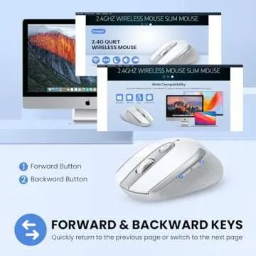 USB C Wireless Computer Mouse, Dual Mode 2.4G Cordless Mice with Nano USB and Type C Receiver,3 Adjustable DPI Computer Mouse for Laptop, Desktop, MacBook, PC - White