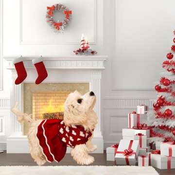 MuYaoPet Small Dog Sweaters Girl Red Winter Warm Dog Christmas Dress Valentine's Day Costume Clothes...