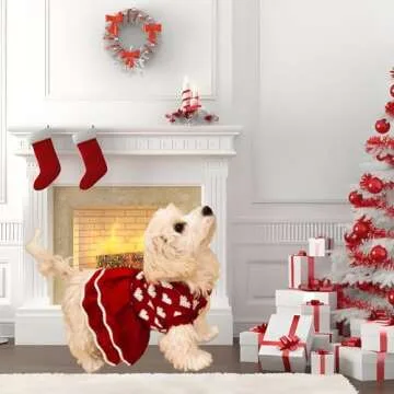 MuYaoPet Small Dog Sweaters Girl Red Winter Warm Dog Christmas Dress Valentine's Day Costume Clothes...