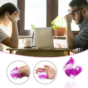 28 Pcs Mini Pop Fidget Toy Pack Simple Bubble Popping Keychain, Squeeze Rainbow Stress Relief Sensory Hand Pops Bulk Toy, Office Desk Toys for Kids Adults Christmas Party Favors Student Gifts