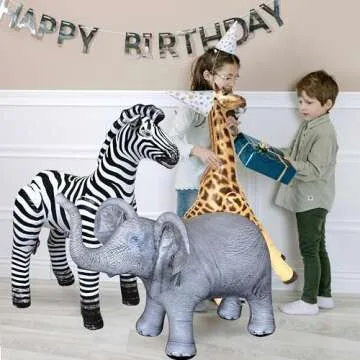 Jet Creations Life on Earth Wildlife Safari Inflatable, 3-PK, Giraffe, Zebra, Elephant, Realistic Animal Bundle for Party Decoration, Pool, Birthday, Africa Jungle Photo Prop. Easy to Inflate, 1pc