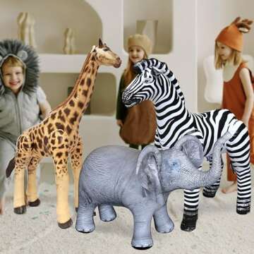 Jet Creations Life on Earth Wildlife Safari Inflatable, 3-PK, Giraffe, Zebra, Elephant, Realistic Animal Bundle for Party Decoration, Pool, Birthday, Africa Jungle Photo Prop. Easy to Inflate, 1pc