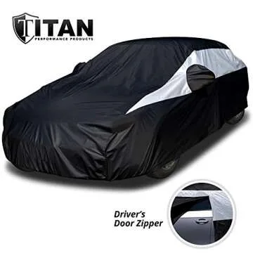 Titan Jet Black Poly 210T Car Cover - Waterproof & UV Protection, 186-202"