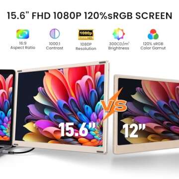Laptop Screen Extender, 15.6" Portable Monitor, 120% sRGB FHD 1080P Triple Laptop Screen Extender, 2...