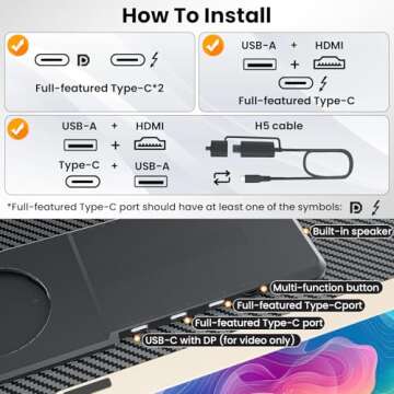 Laptop Screen Extender, 15.6" Portable Monitor, 120% sRGB FHD 1080P Triple Laptop Screen Extender, 235°Rotation Detachable Dual Monitor for 13-17.3" Laptop Compatible with Mac/Wins/Android