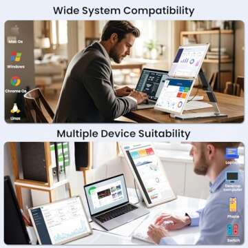 Laptop Screen Extender, 15.6" Portable Monitor, 120% sRGB FHD 1080P Triple Laptop Screen Extender, 235°Rotation Detachable Dual Monitor for 13-17.3" Laptop Compatible with Mac/Wins/Android