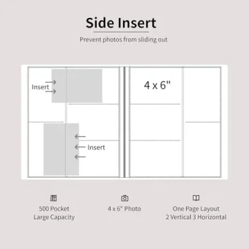 Photo Album 4x6 500 Pockets 1pc, Large Capacity Photo Book Album with Front Window, Picture Album for Family Wedding Anniversary Baby Travel, Black