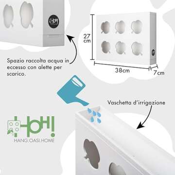 Ortis Green Hang.Oasi.Home - Indoor Vertical Garden, Contains 1 White Planter Unit, Design Your Own Living Wall With Vertical Gardening Planters, Use Indoors, Holds 6 Plants