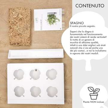 Ortis Green Hang.Oasi.Home - Indoor Vertical Garden, Contains 1 White Planter Unit, Design Your Own Living Wall With Vertical Gardening Planters, Use Indoors, Holds 6 Plants