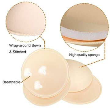 TopBine 3 pairs Round Soft Bra Inserts Pads Removable Sport Bra Cups inserts Mastectomy Bra Inserts For Bikini Top Swimsuit (A/B White/beige/black)