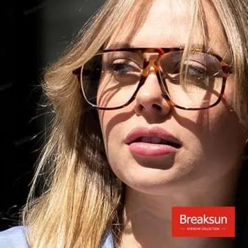 Breaksun Oversized Square Aviator Glasses for Women Men Big Frame Retro Blue Light Blocking Glasses Vintage Style (Tortoise/Clear)