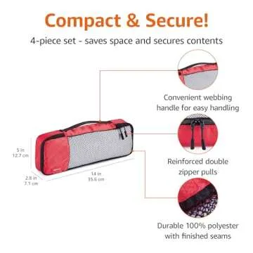 Amazon Basics Slim Packing Cubes - 4-Piece Travel Organizers